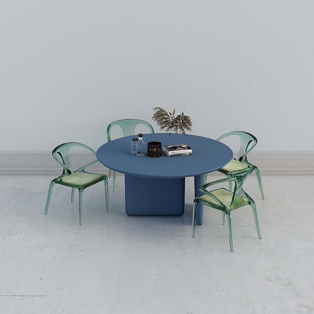 现代餐厅-4人餐桌椅组合3D模型