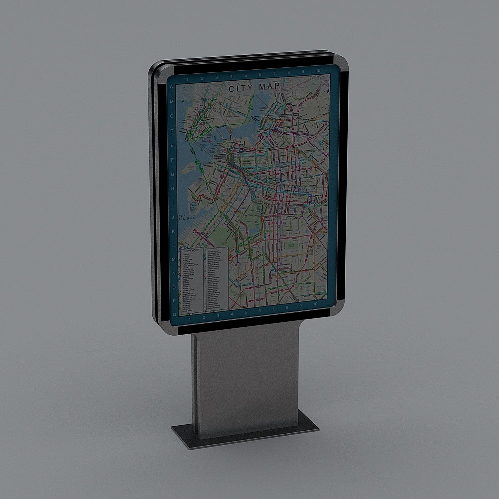 现代铁艺户外广告牌-83D模型