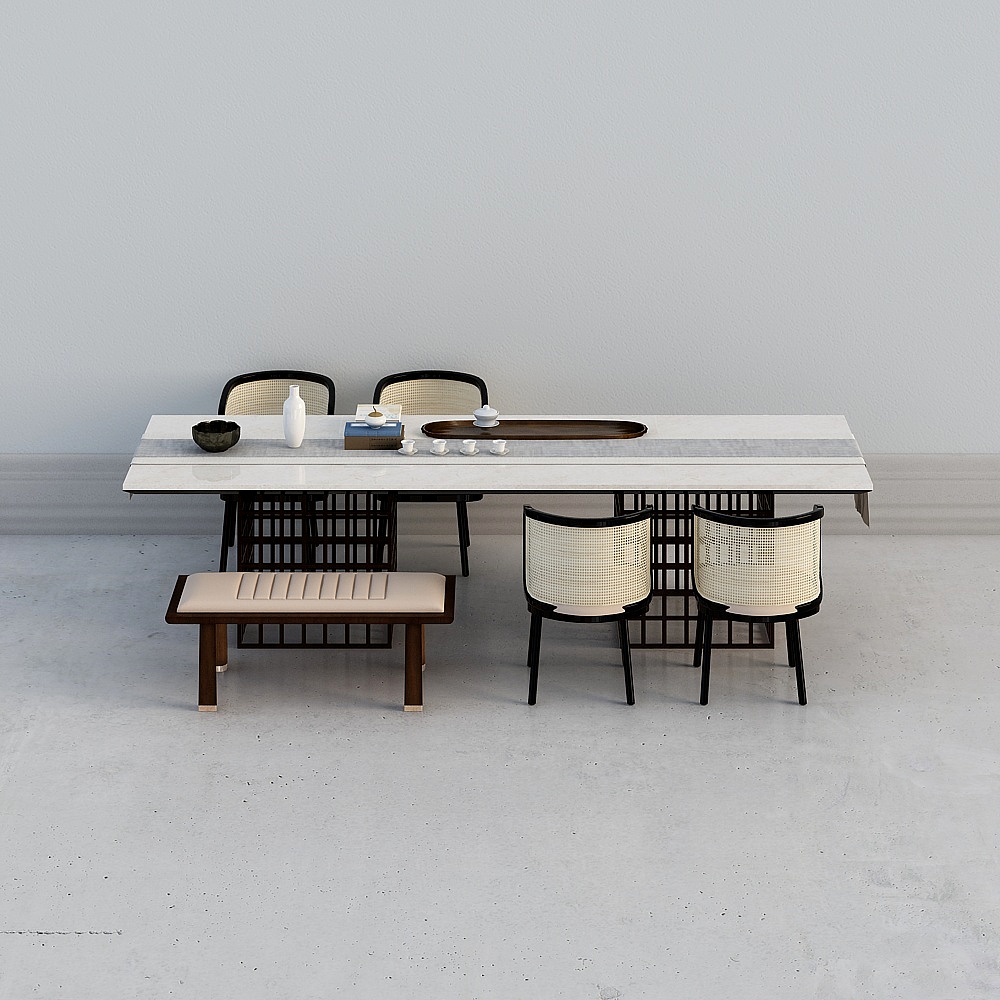 WSD吴舍设计 现代休息区茶室-桌椅组合3D模型