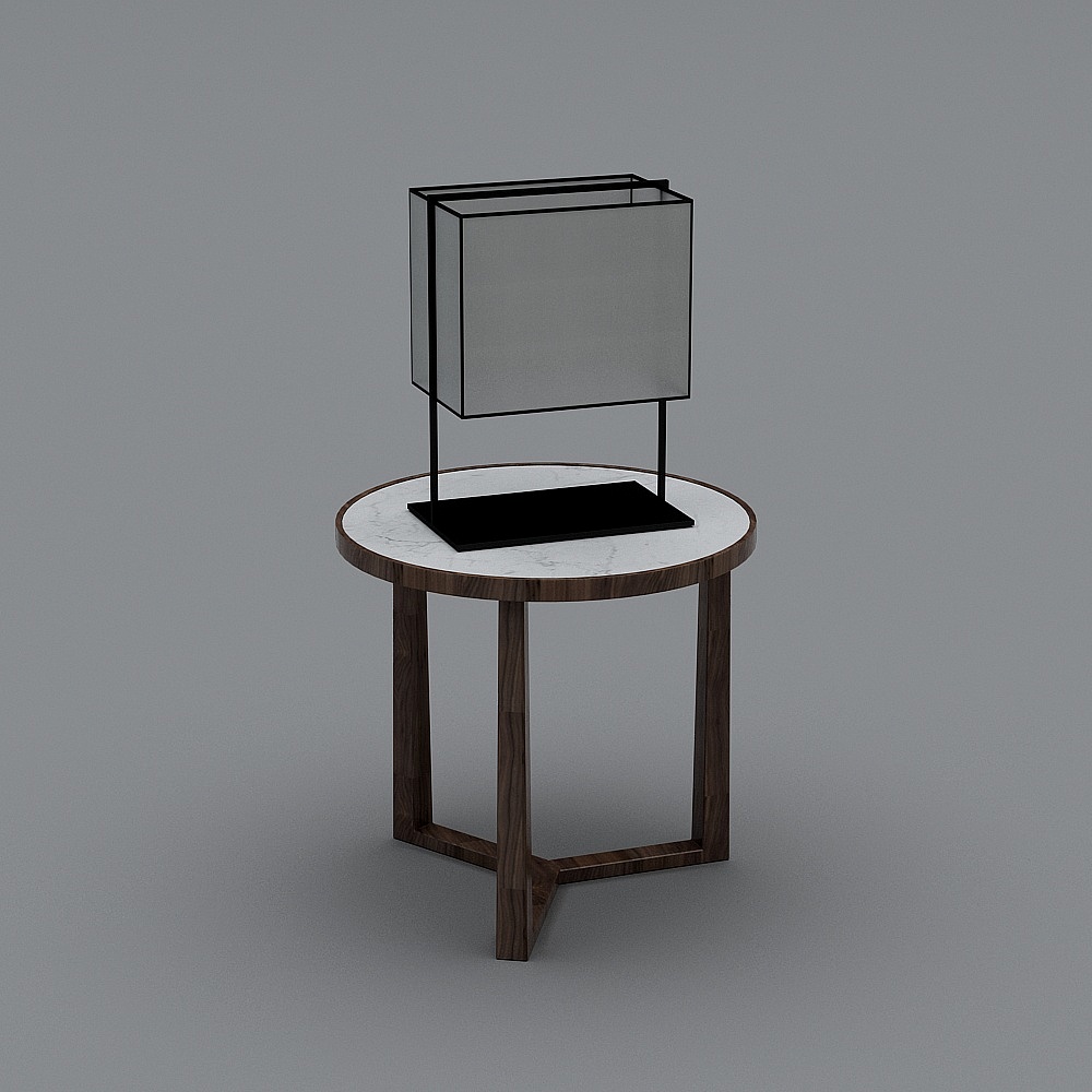 新中式名宿接待室-边几台灯组合3D模型