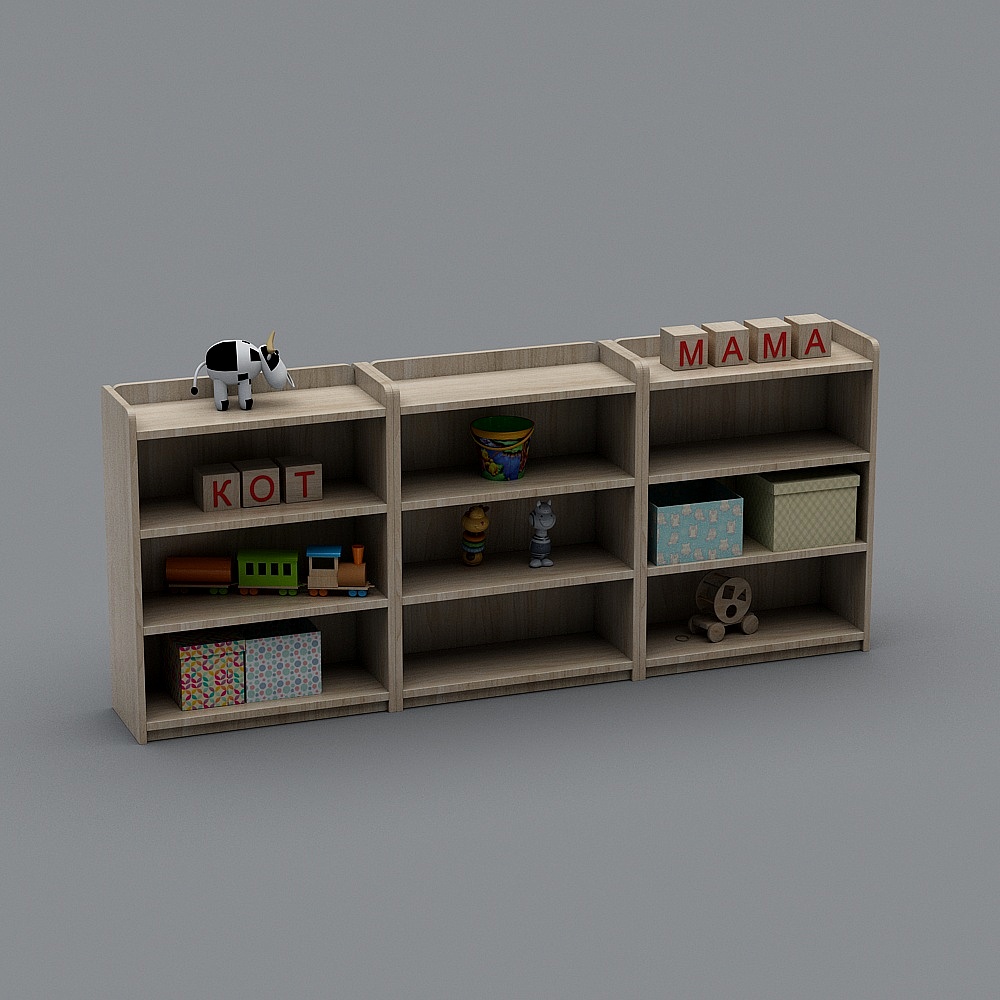 现代幼儿园教室6-装饰柜3D模型