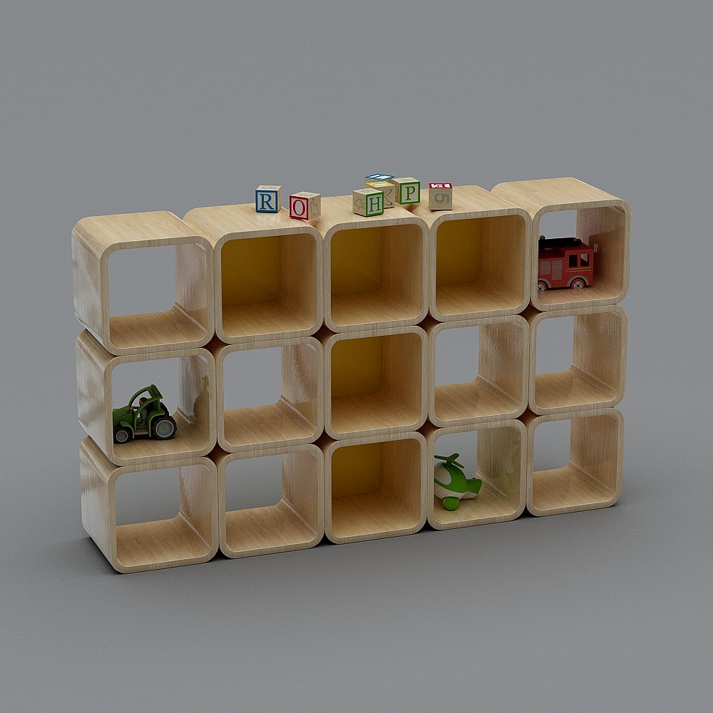 现代幼儿园教室2-装饰柜3D模型