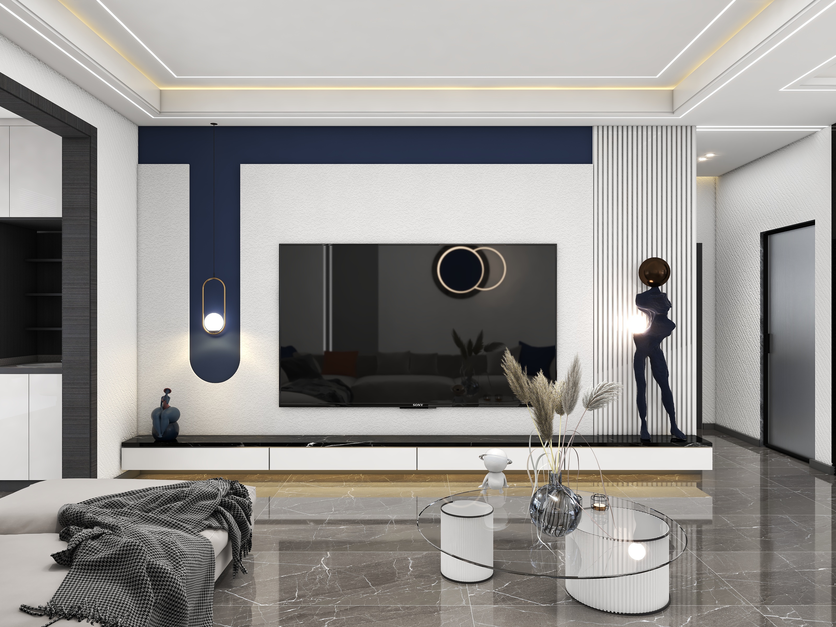 至简名设一陈玉香-『蓝色纸风筝』140㎡现代-装修设计方案