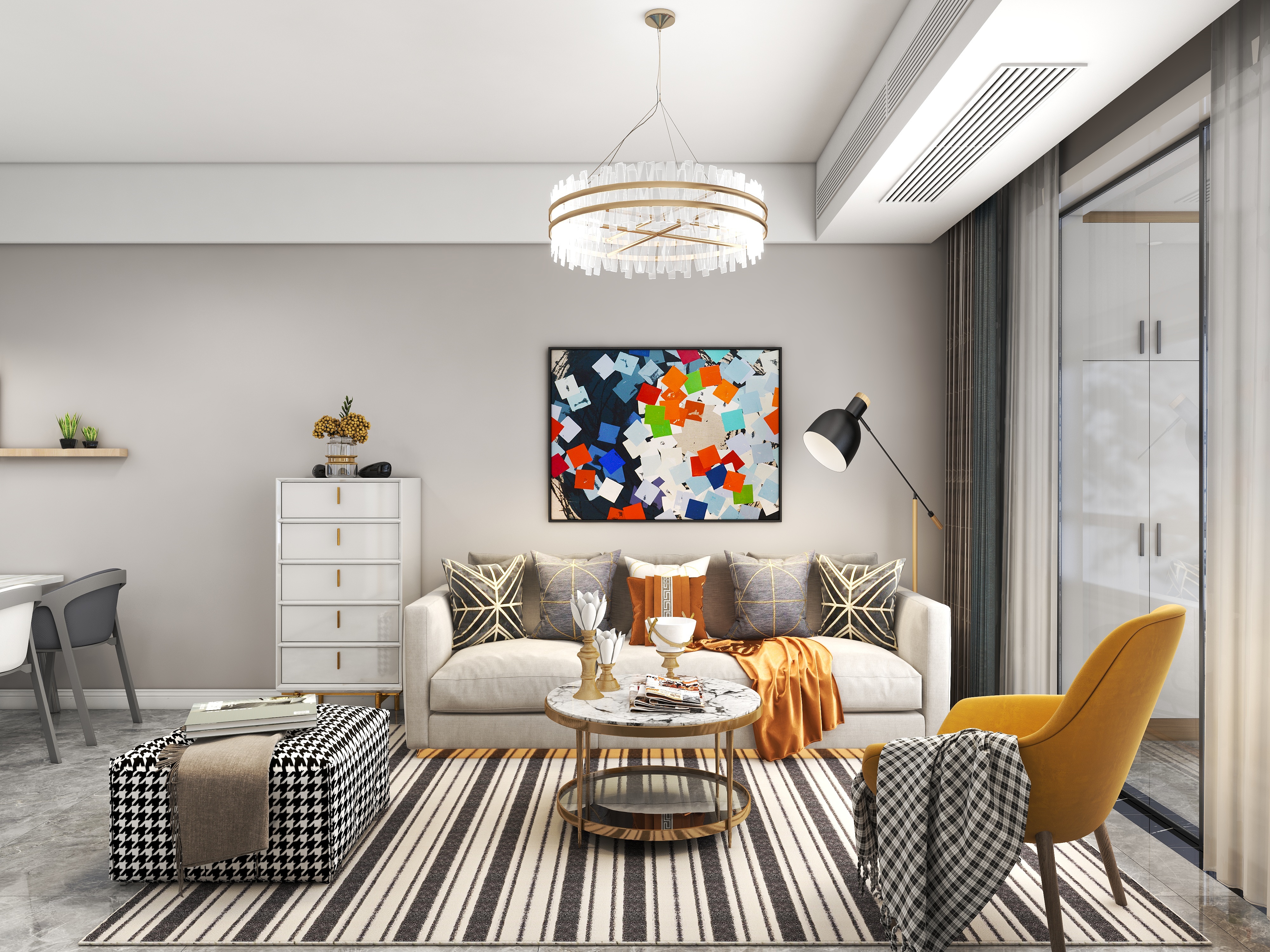 至简名设一钱春-90平现代简约小三居装修效果图