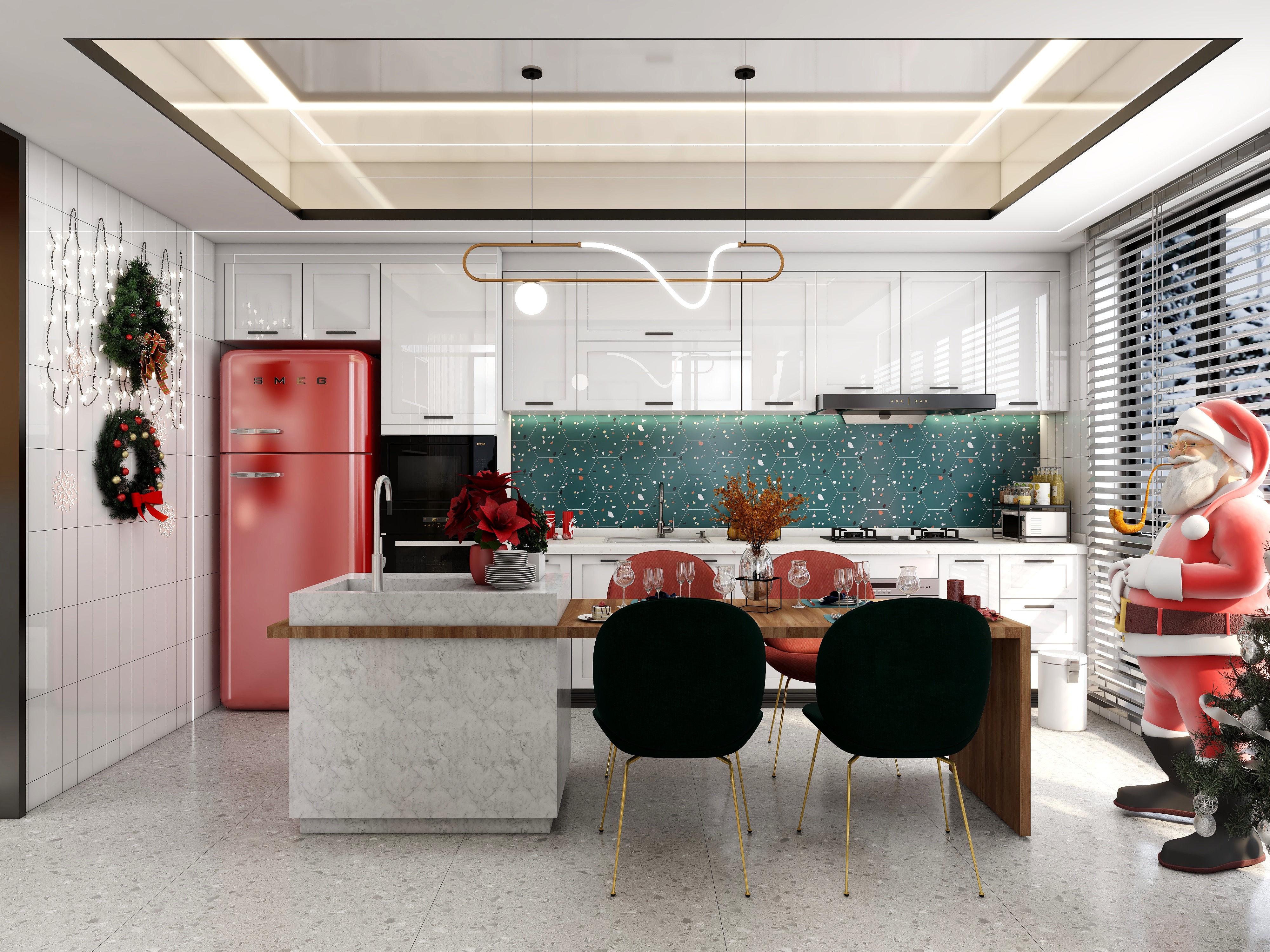 清风XL-开放式厨房-圣诞元素设计-装修设计方案