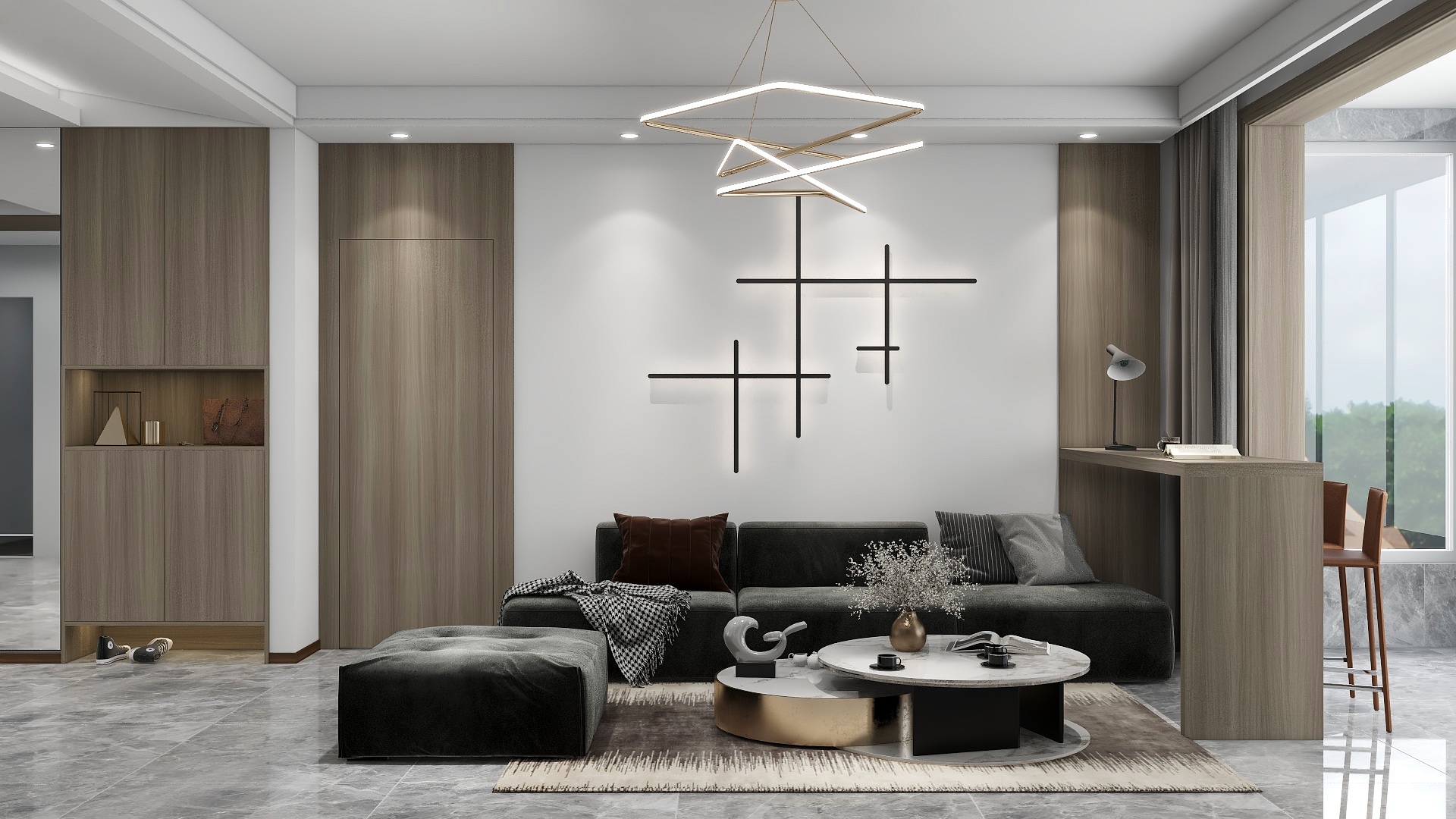 牛晓旭-《厚雾》现代风格|147平米|三居装修效果图