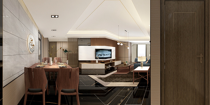 廸偉-江南摩卡|145方新中式四居装修效果图