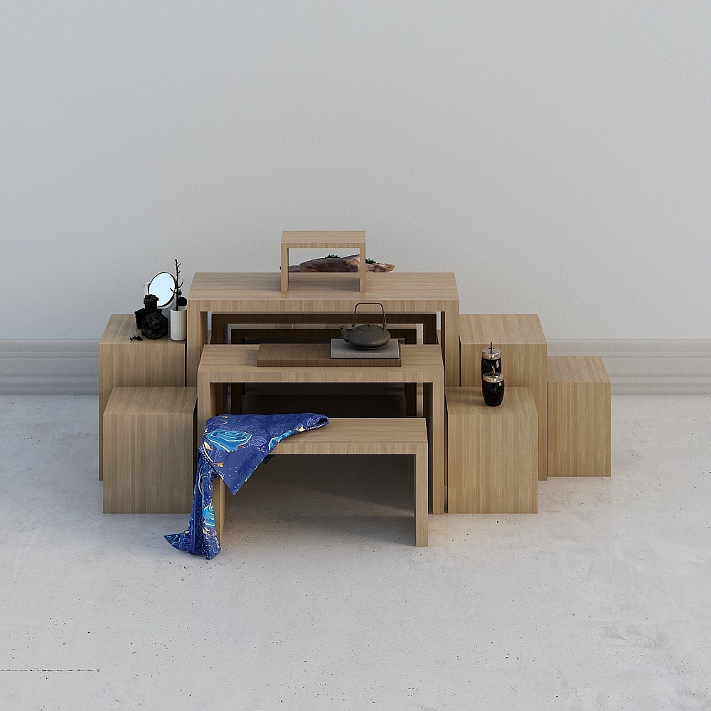 新中式商场专卖店-商品展示台3D模型