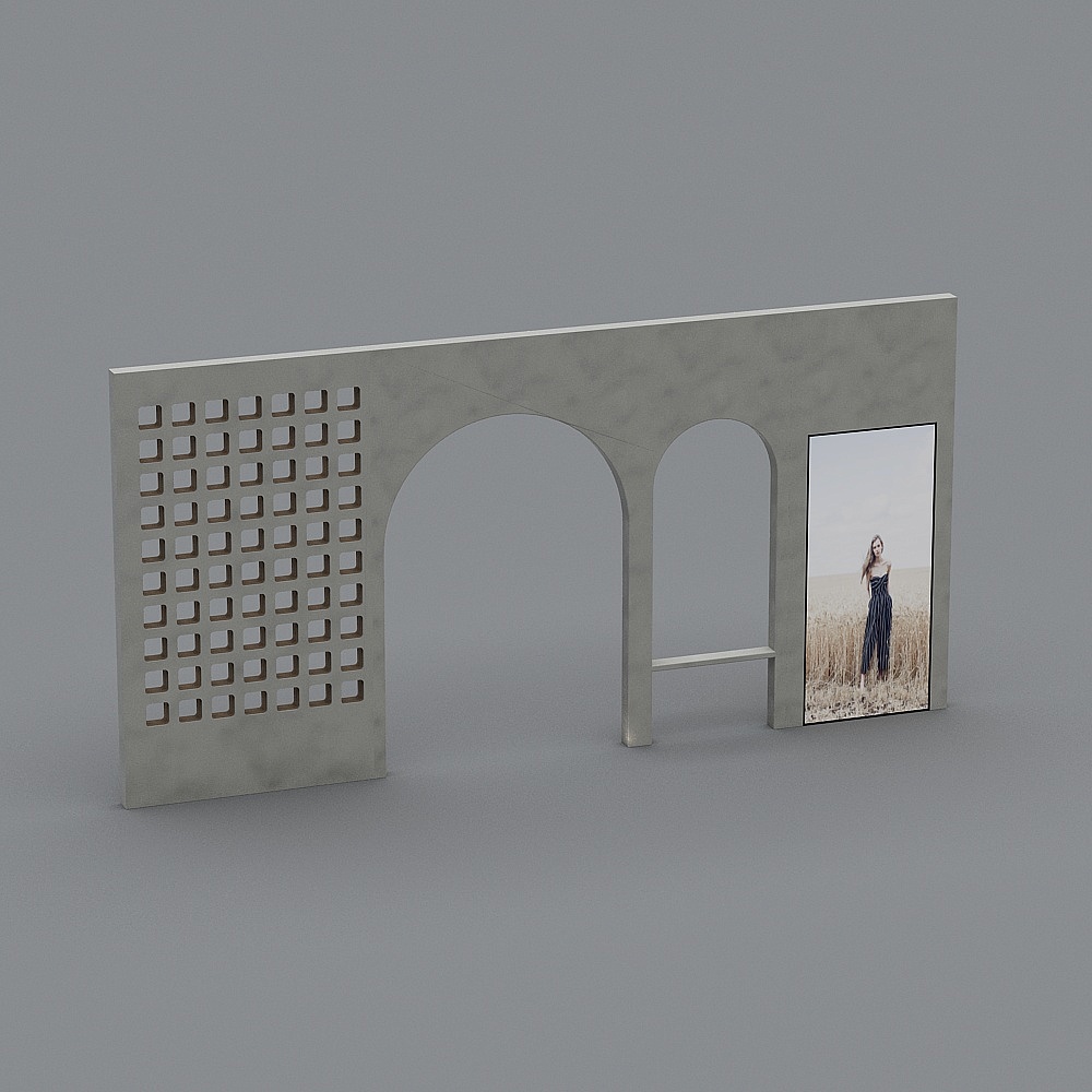 现代简约服装店-整组门头3D模型