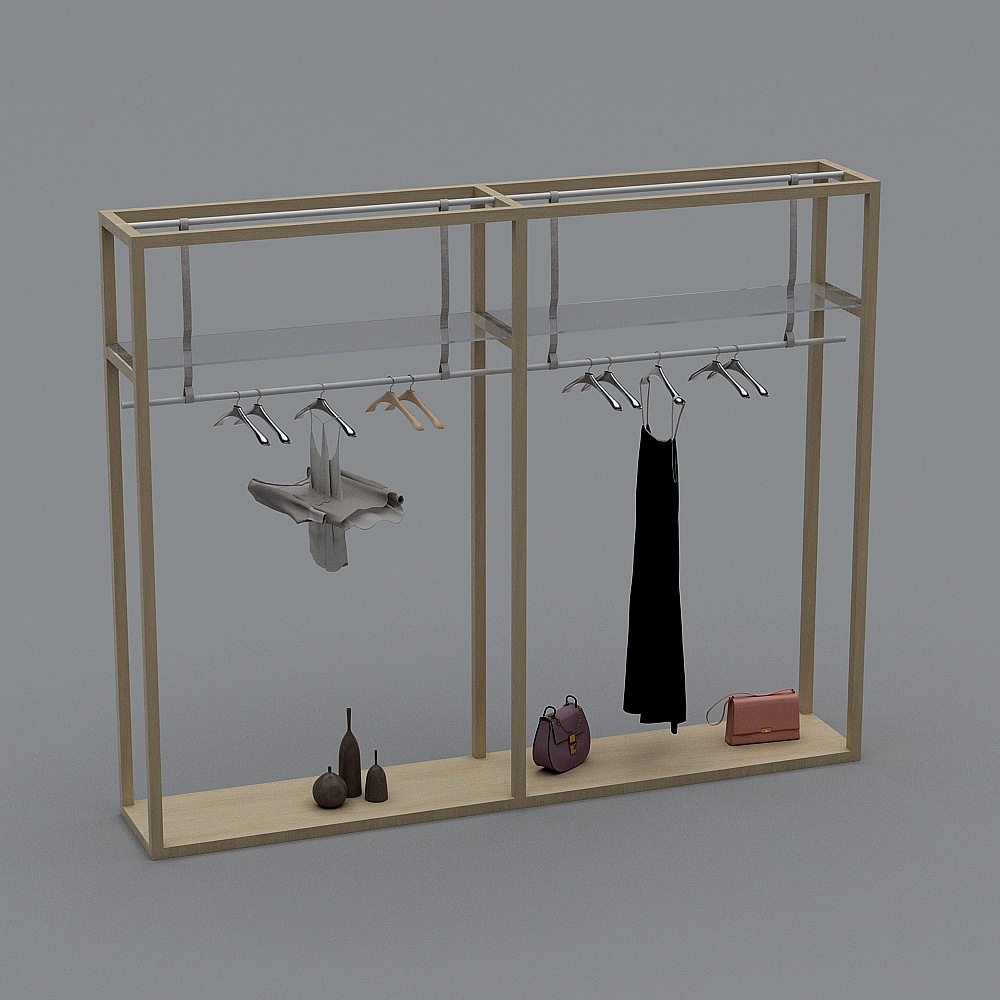 现代简约服装店-整组衣架-23D模型