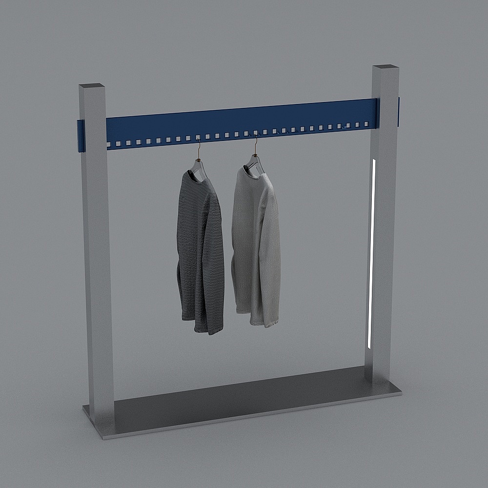 现代男装服装店-整组衣架3D模型