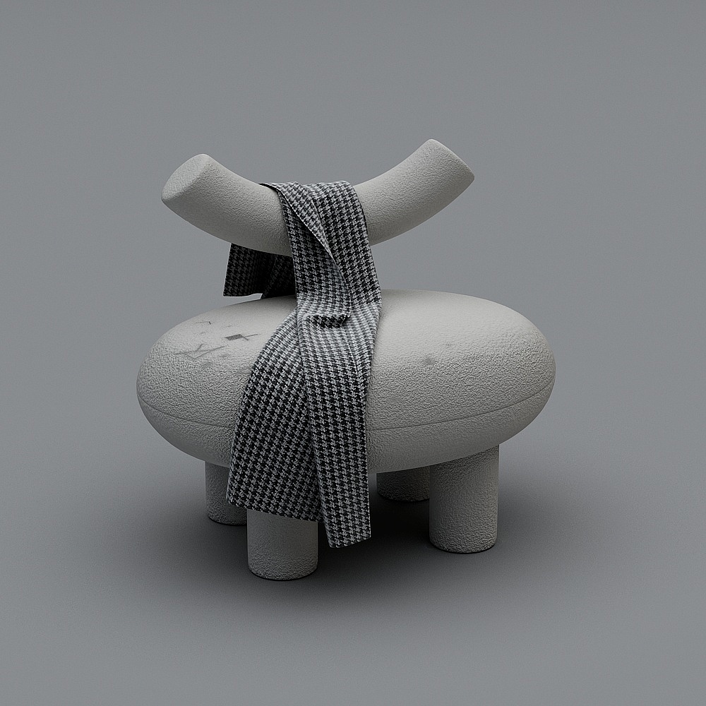 现代女装直播间-沙发凳3D模型