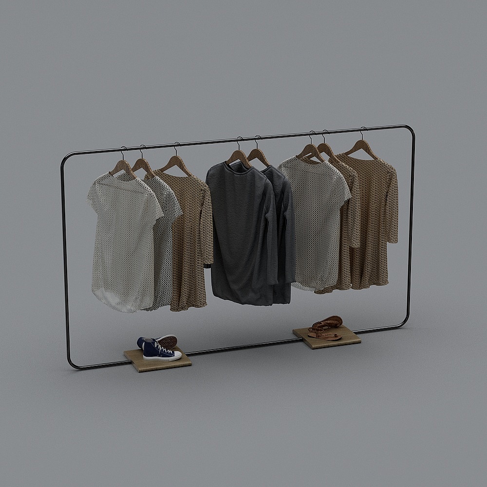 现代女装服装店-整组衣架3D模型