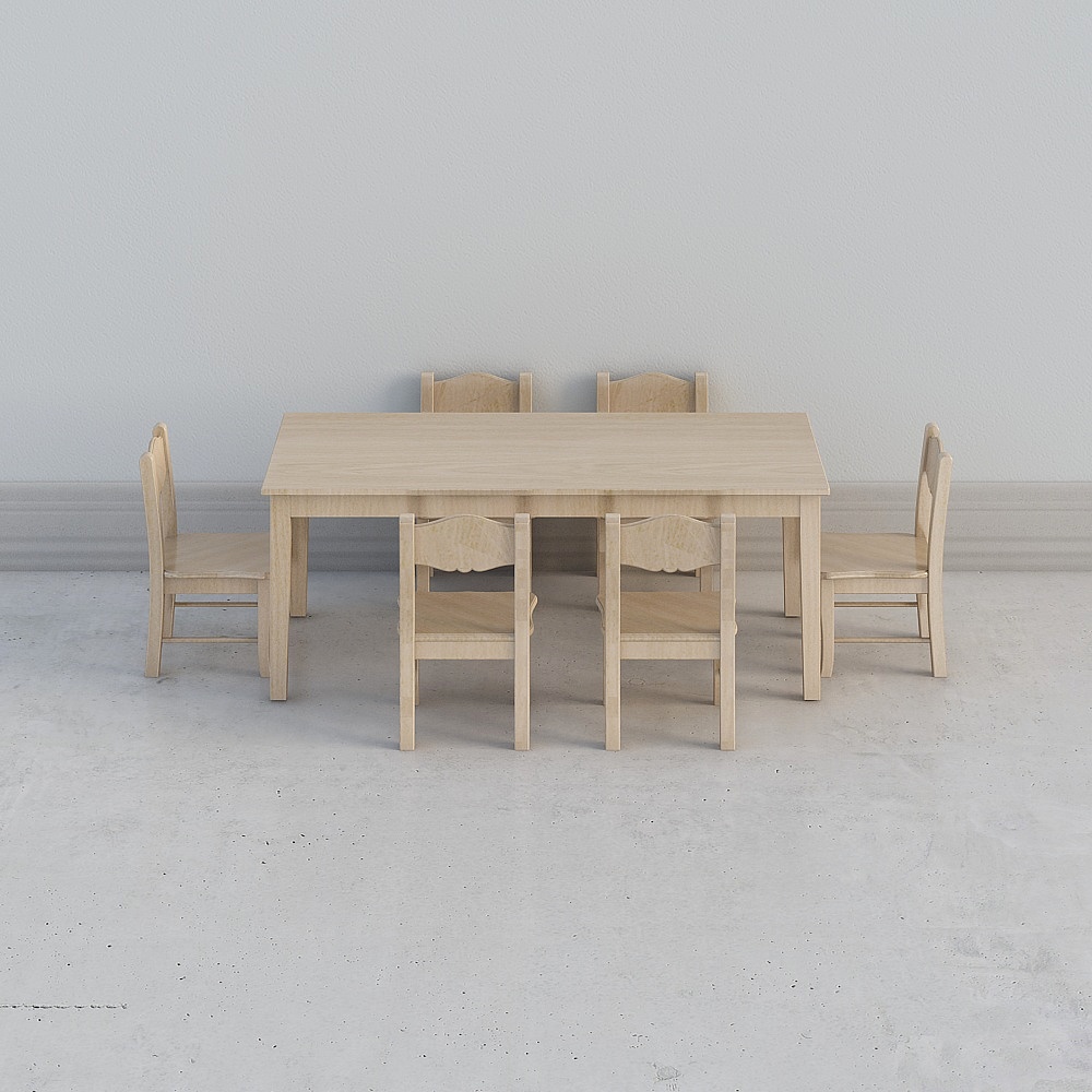 现代幼儿园1-桌椅组合3D模型