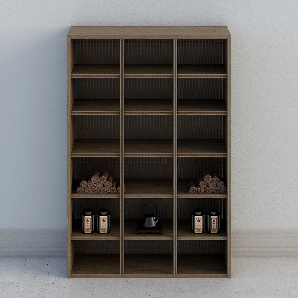 新中式SPA会所前台茶室-商品展架3D模型