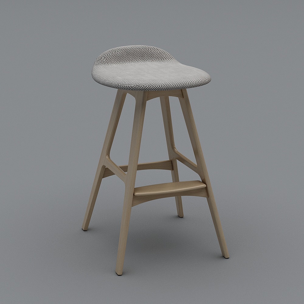 新中式书吧-吧台椅子3D模型