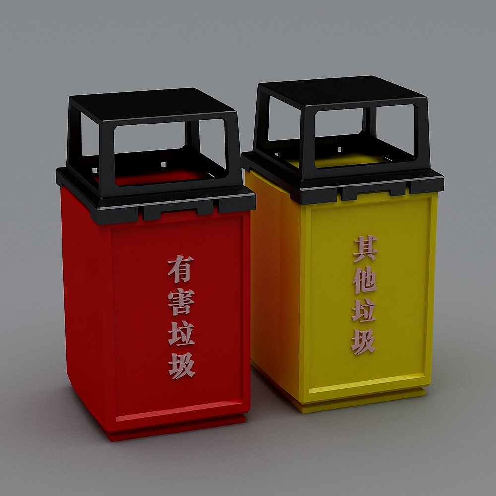 分类垃圾箱-分类垃圾桶-23D模型