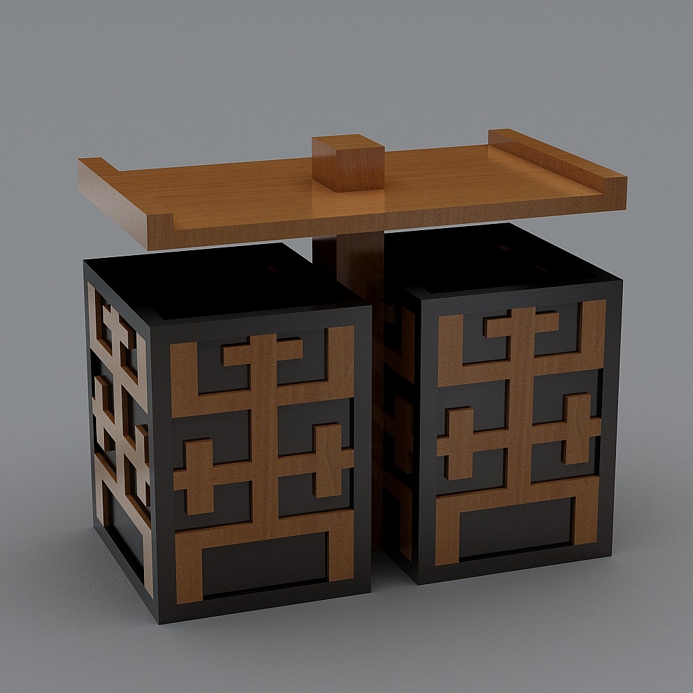 中式垃圾桶（大）-33D模型