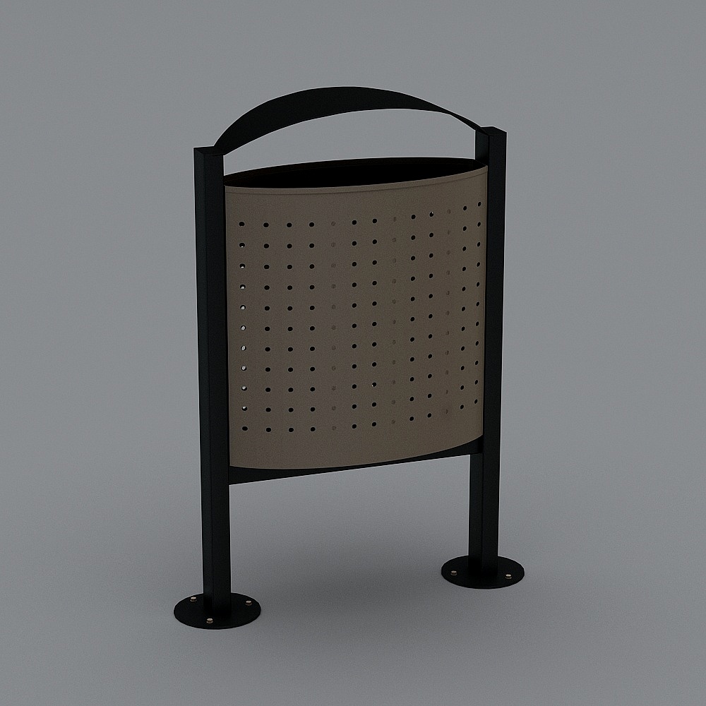 现代金属垃圾桶3D模型
