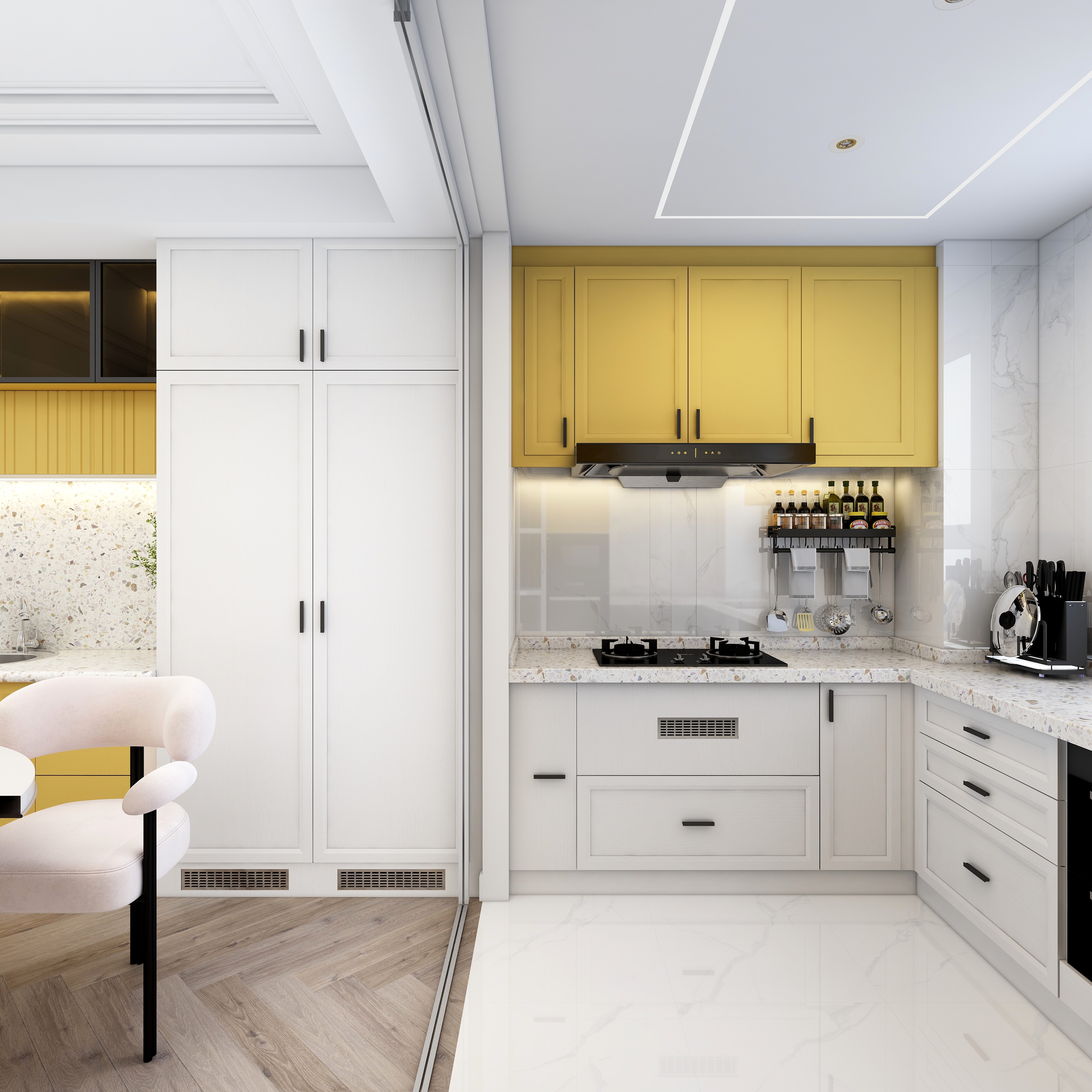 Ellen空间设计-140㎡温馨浪漫现代法式装修效果图