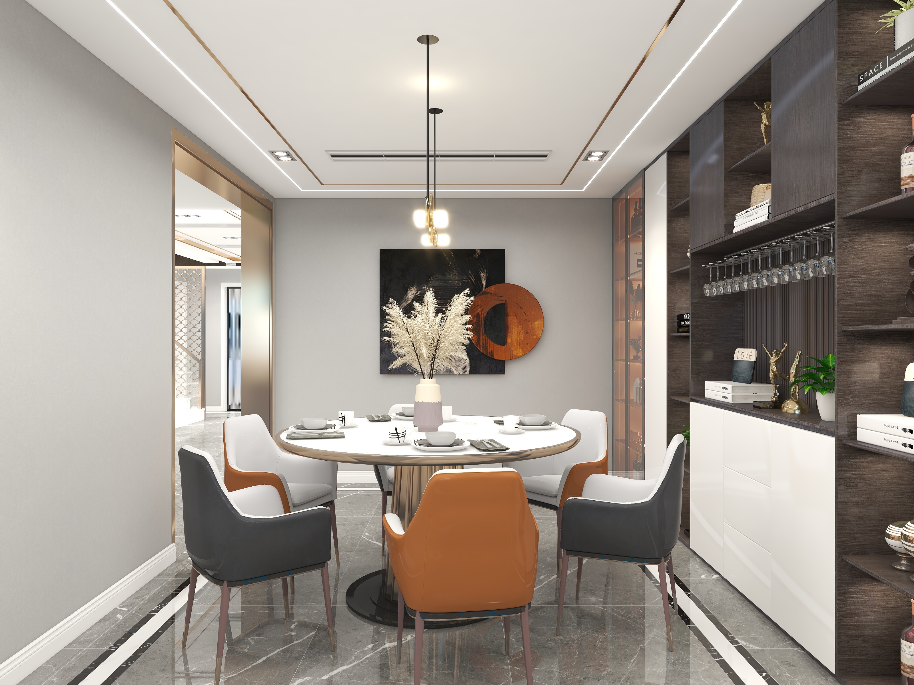 丁大伟-【时光缱绻,岁月静好】轻奢风两层别墅装修效果图