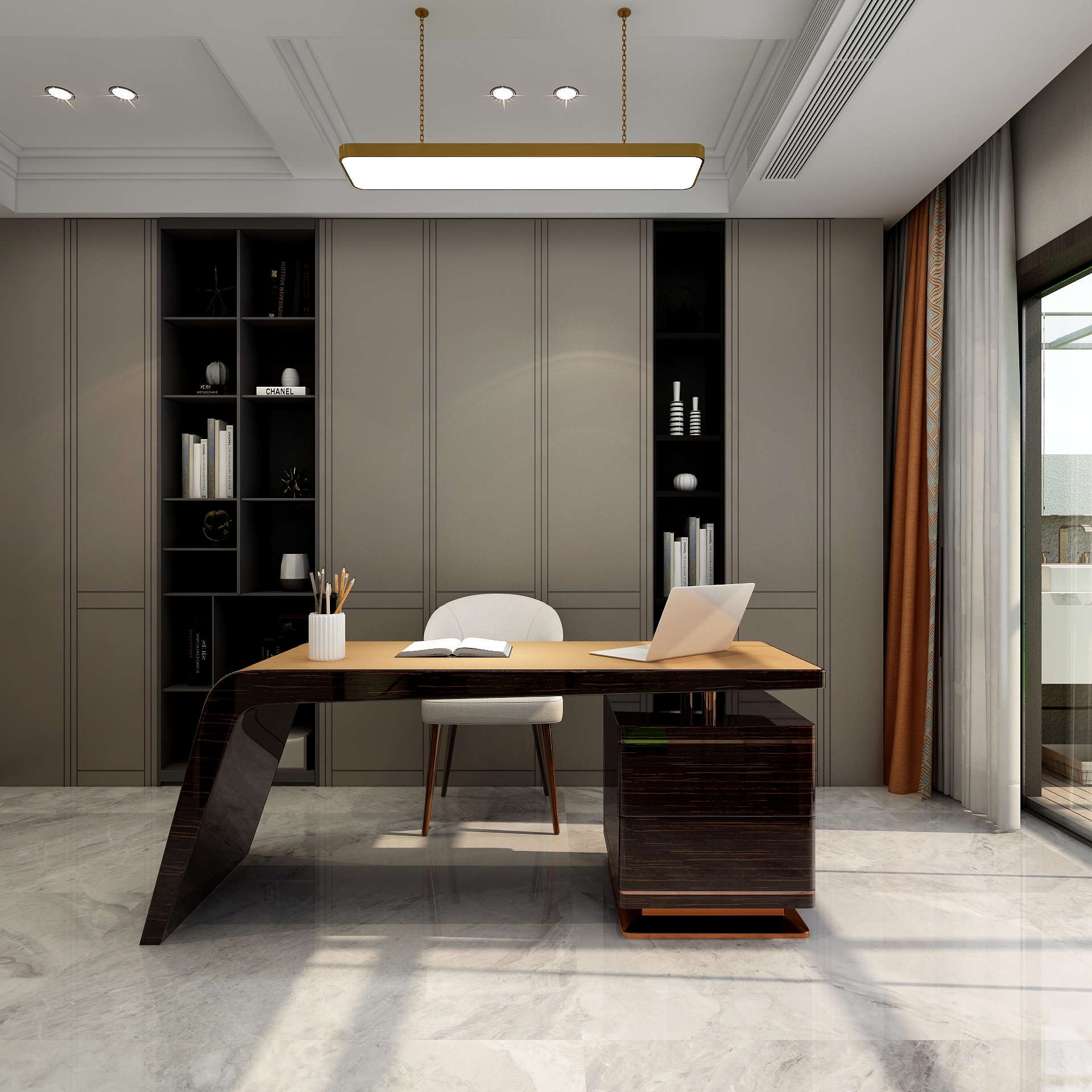 湛智华-新中式别墅416平4层装修效果图