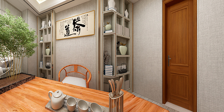 重庆万州居伴家具定制-沙龙路宾馆茶室-装修设计方案