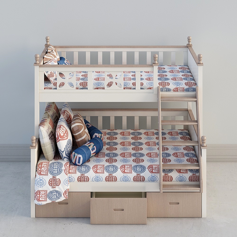 现代白色儿童床Kids Bed3D模型
