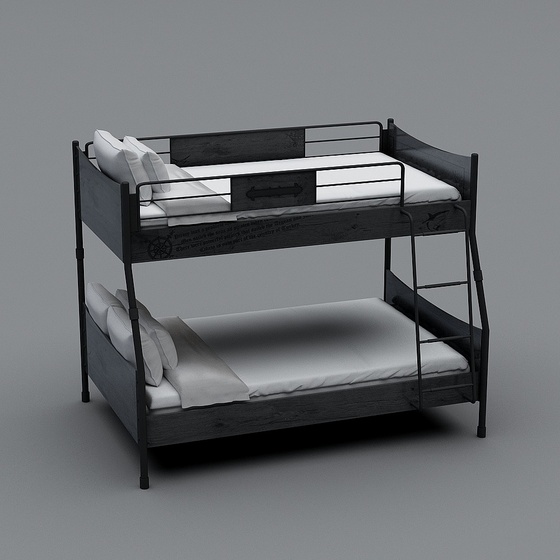 Modern Canopy Bed 3D Model in Purple and Black