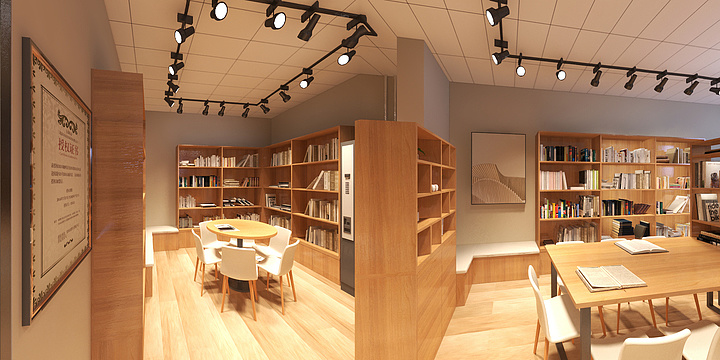 青木一叶-图书室-装修设计方案
