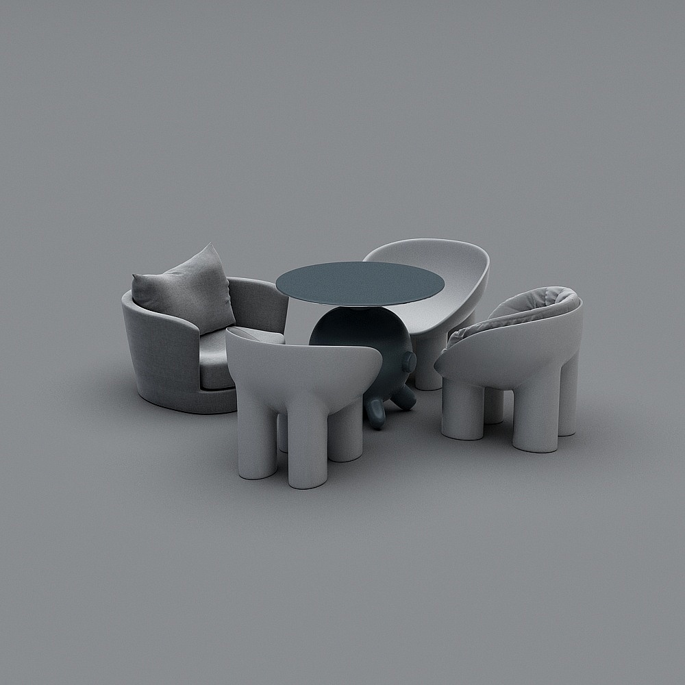 现代儿童游乐区-组合娱乐桌椅3D模型