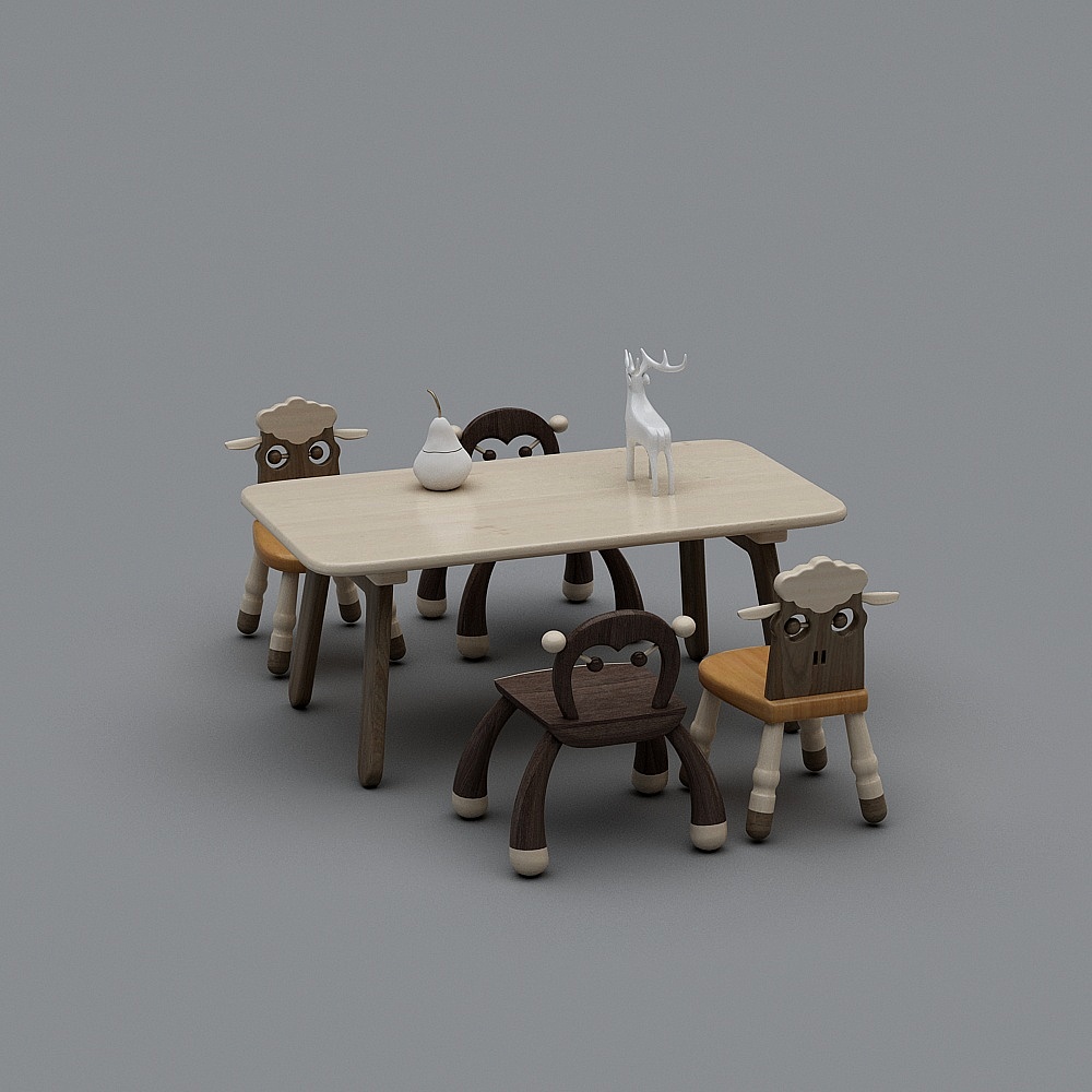 现代儿童乐园-组合娱乐桌椅3D模型