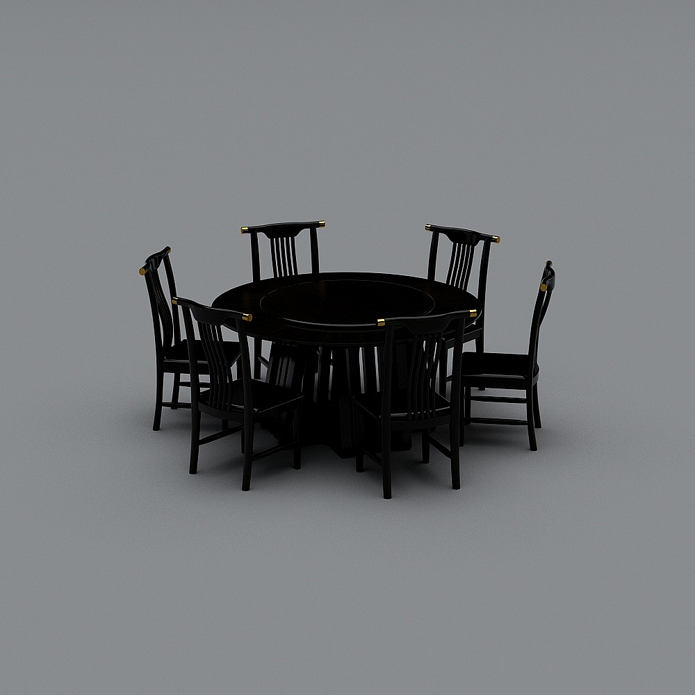 餐桌C2(1500X1500X750)+餐椅C13D模型