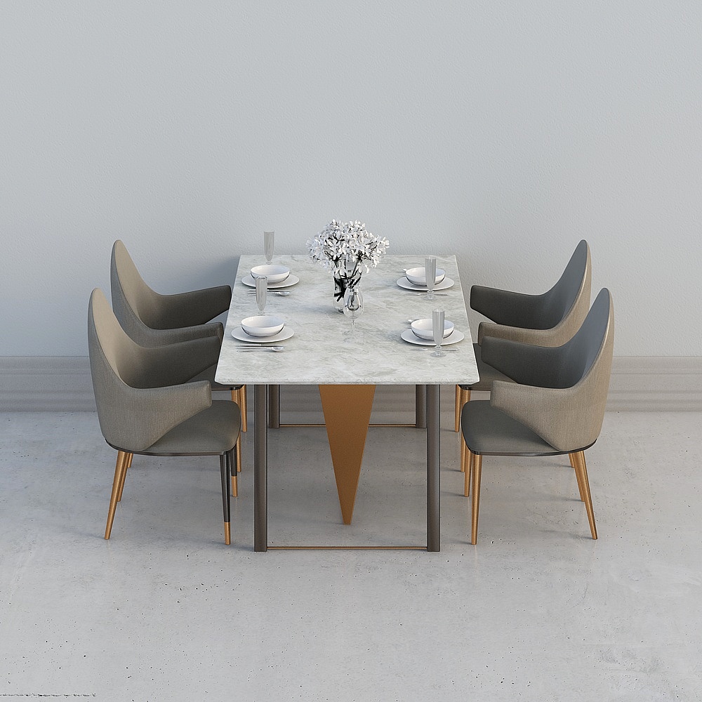 现代简约客餐厅3餐桌3D模型