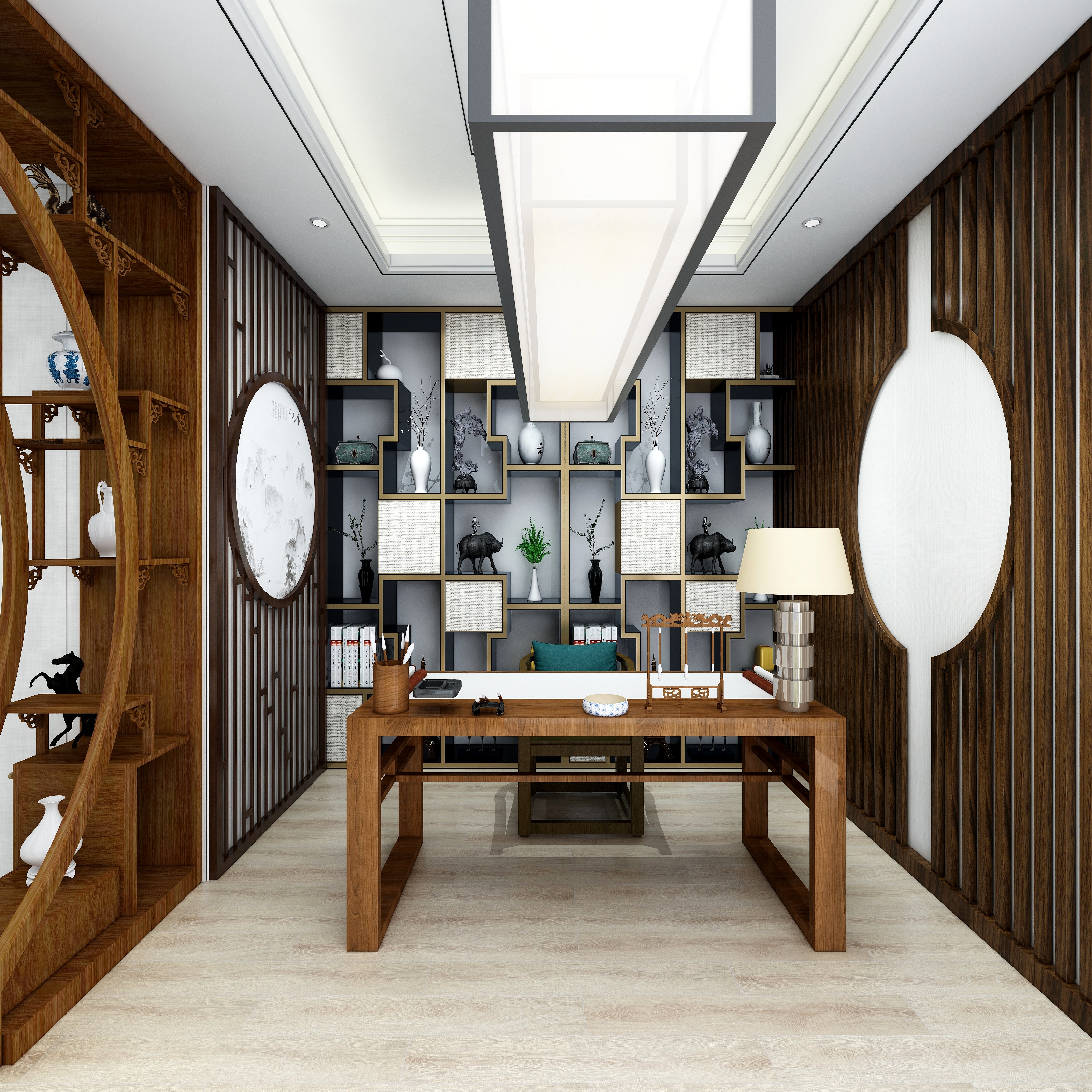 郭本泉-《留青》新中式|四层挑空别墅装修效果图