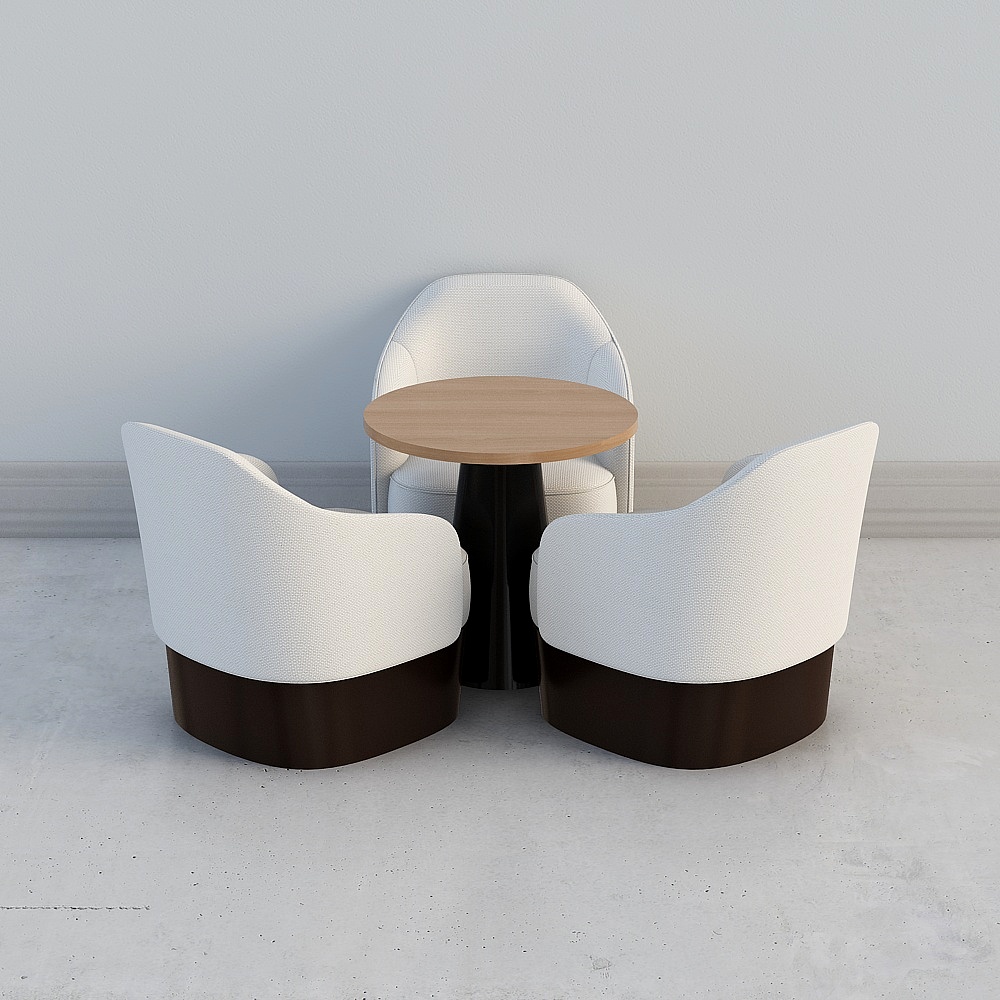 新中式售楼部洽谈区2-桌椅组合3D模型