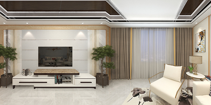 小嘺-现代风格客餐厅-装修设计方案