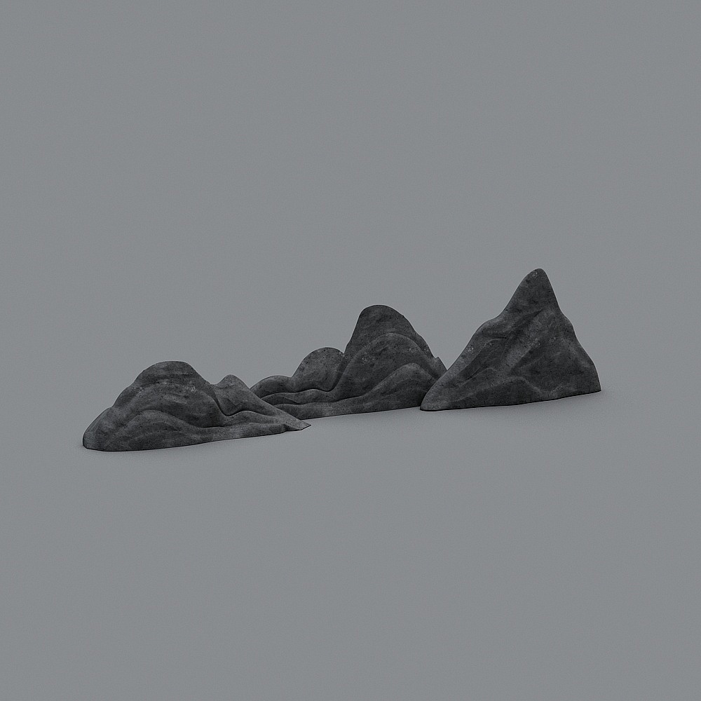 新中式水景喷泉-假山建筑