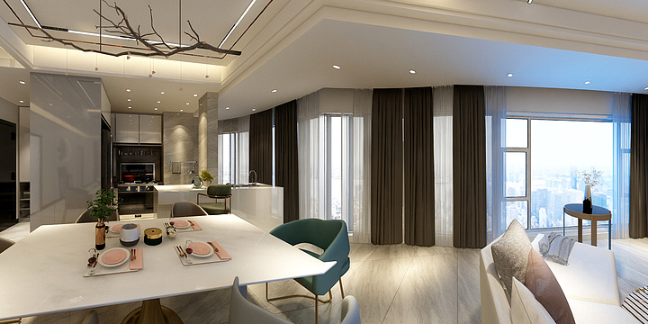 一号公馆设计事务所-迪拜城8栋周镜现代轻奢风格-装修设计方案