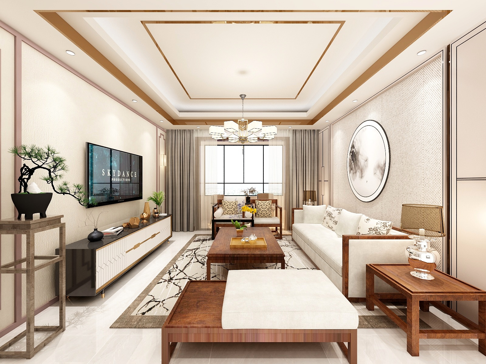 Lingy洛-锦祥福苑新中式3室装修效果图