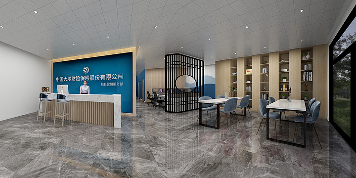 知野设计工作室-知野设计-大地保险勉县营销服务部-装修设计方案
