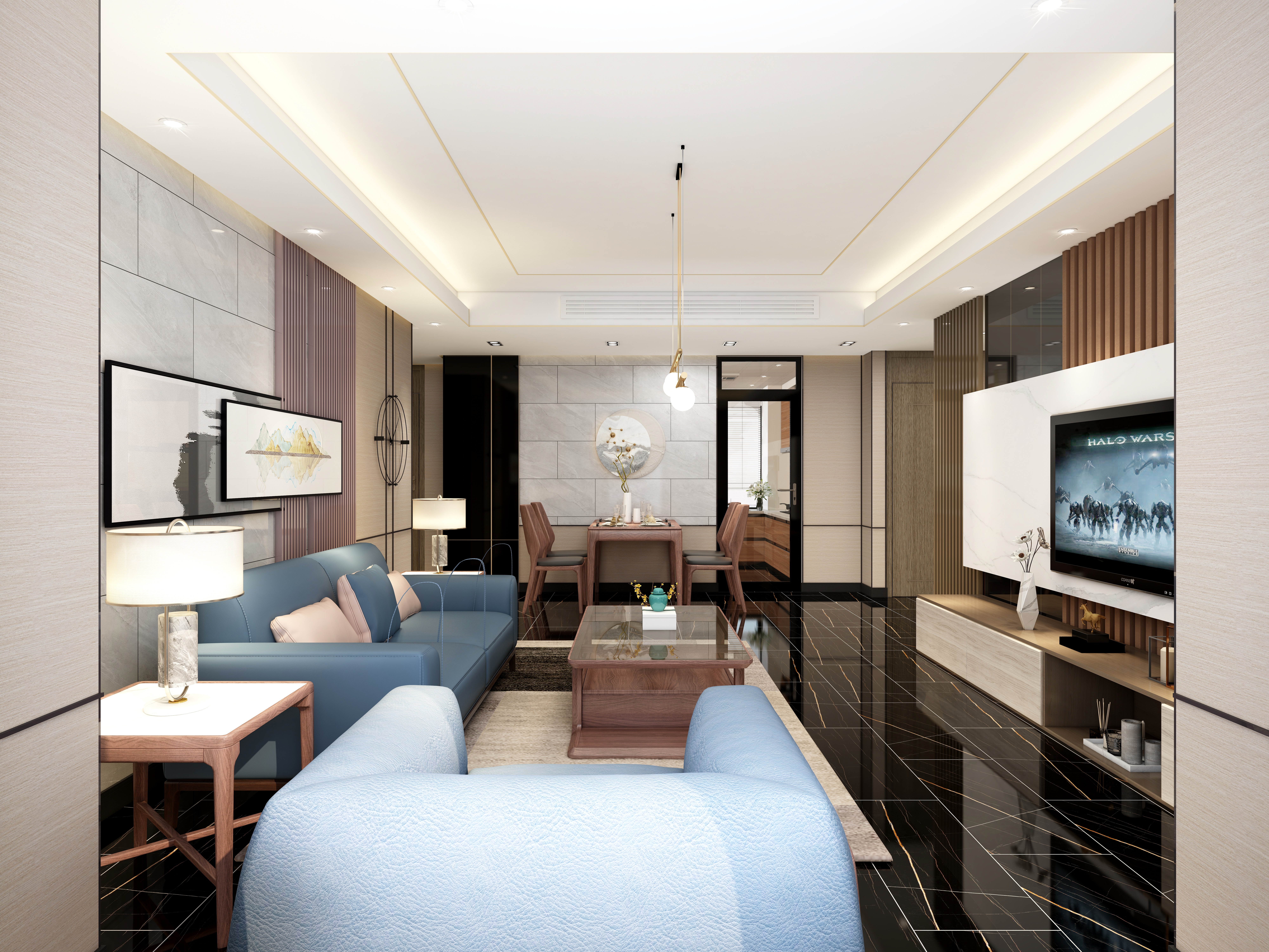 廸偉-江南摩卡|145方新中式四居装修效果图