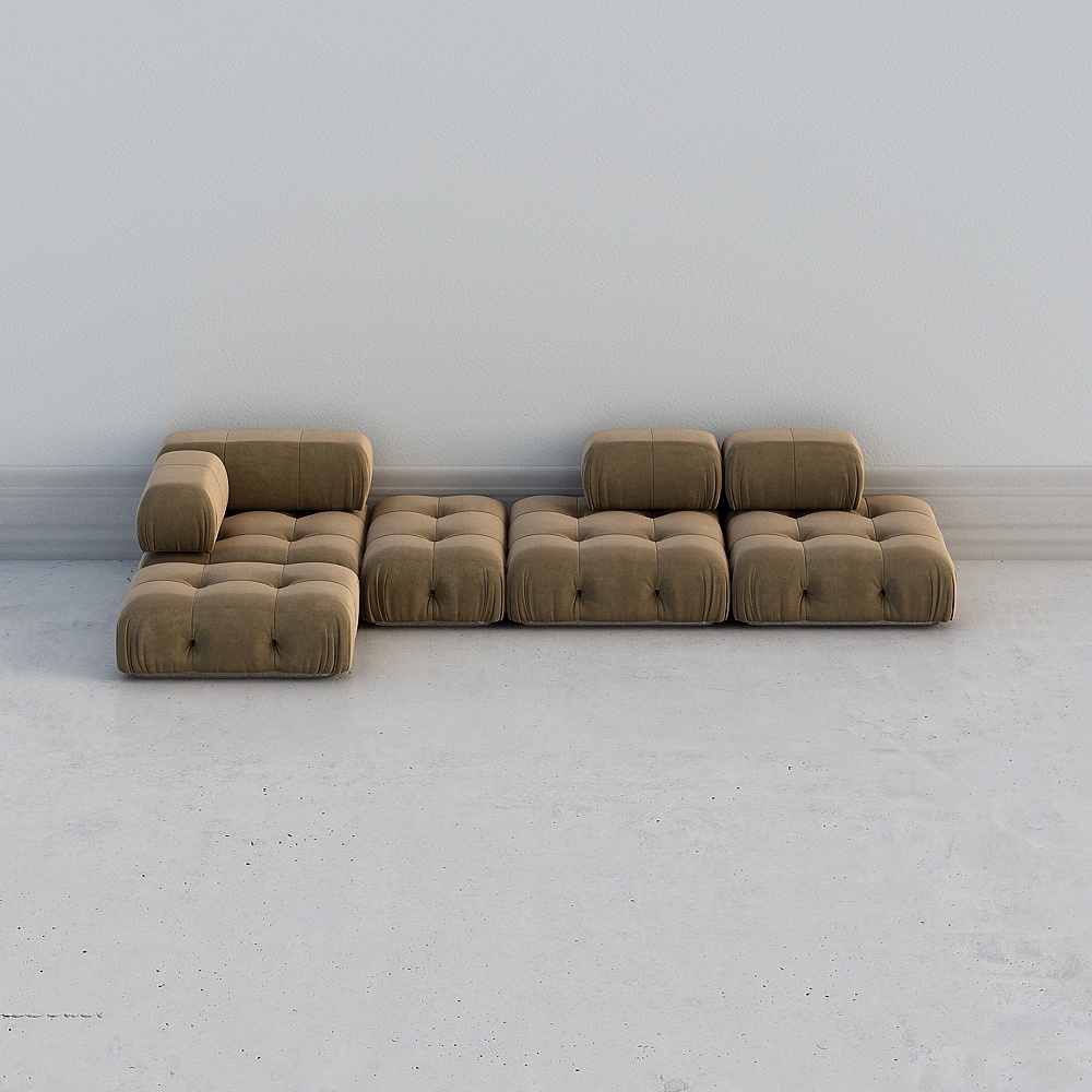 现代沙发组合-多人沙发-黄