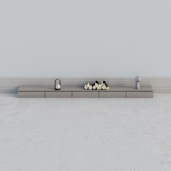 Gray Modern TV Cabinet 3D Model
