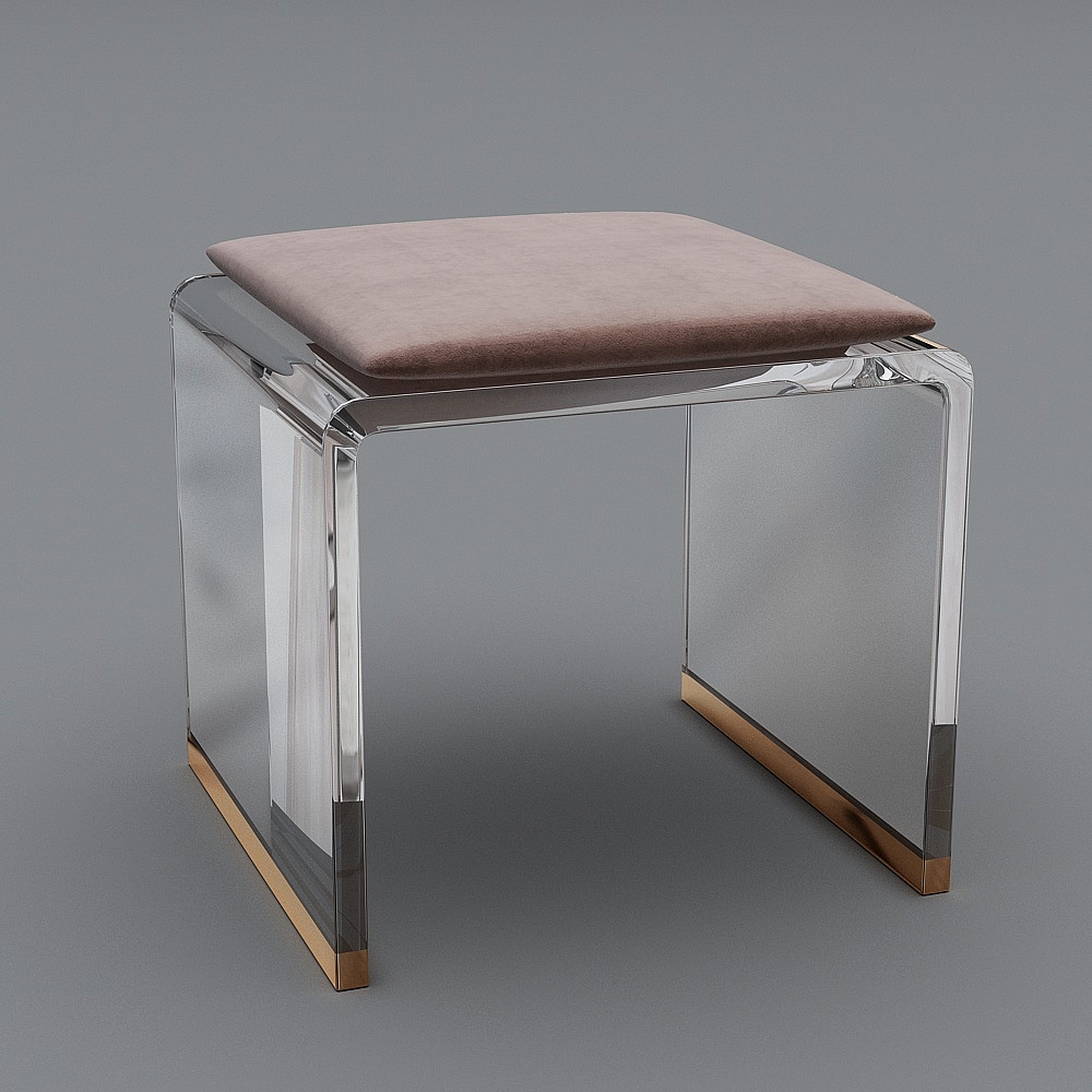 新中式沙发茶几组合2-凳子3D模型