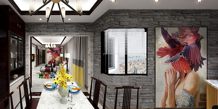 水镜之蓝-瑞和园B户型3室2厅1卫-装修设计方案