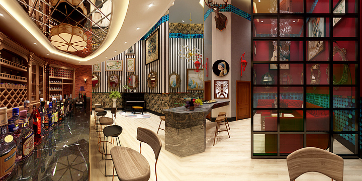 偷貓de鱼-混搭清吧大厅-装修设计方案