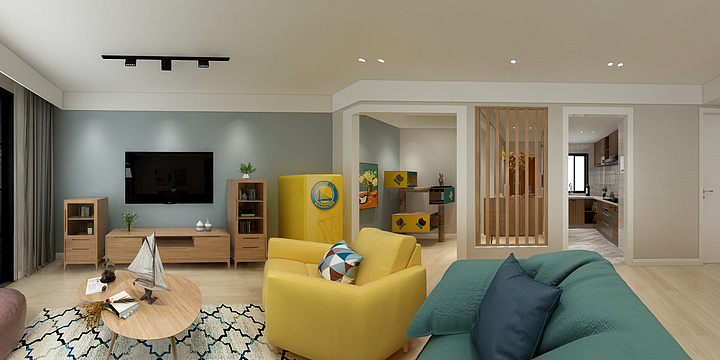 室内设计nztD-德信海德公园83.00㎡A2’3室2厅1卫1厨-装修设计方案