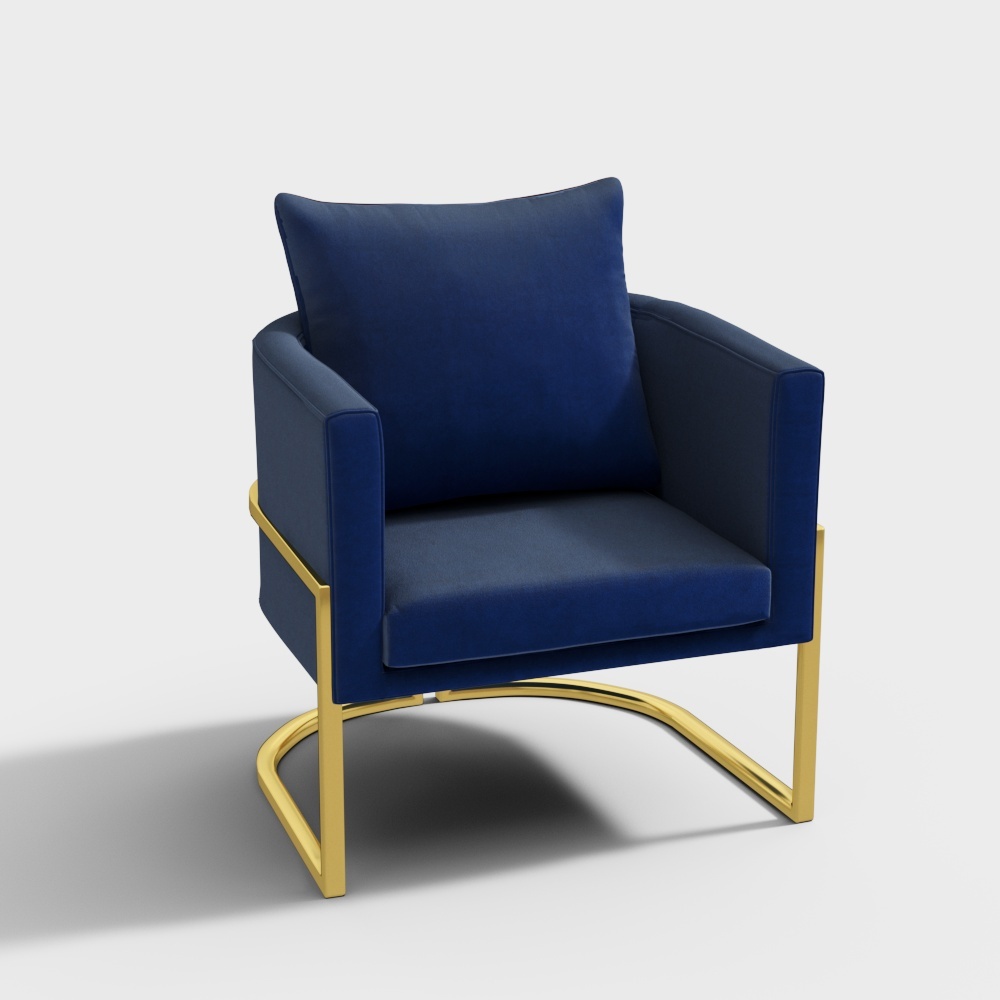 品家匠-轻奢沙发椅-单人沙发蓝3D模型