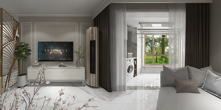 QX浅喜-翰林国际1-2-02户型石膏线-装修设计方案